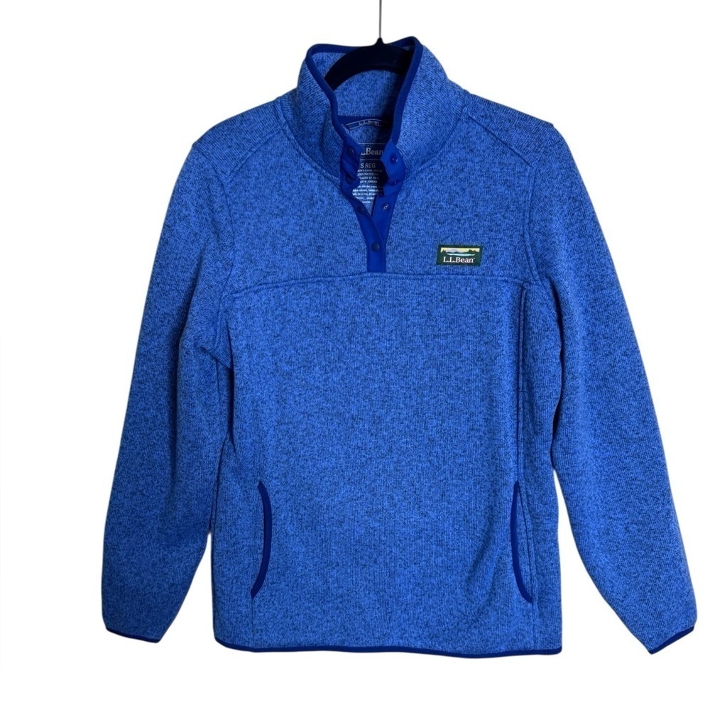 L.L. Bean 1/4 Snap Fleece Pullover Sweater womens size Small Heather Blue